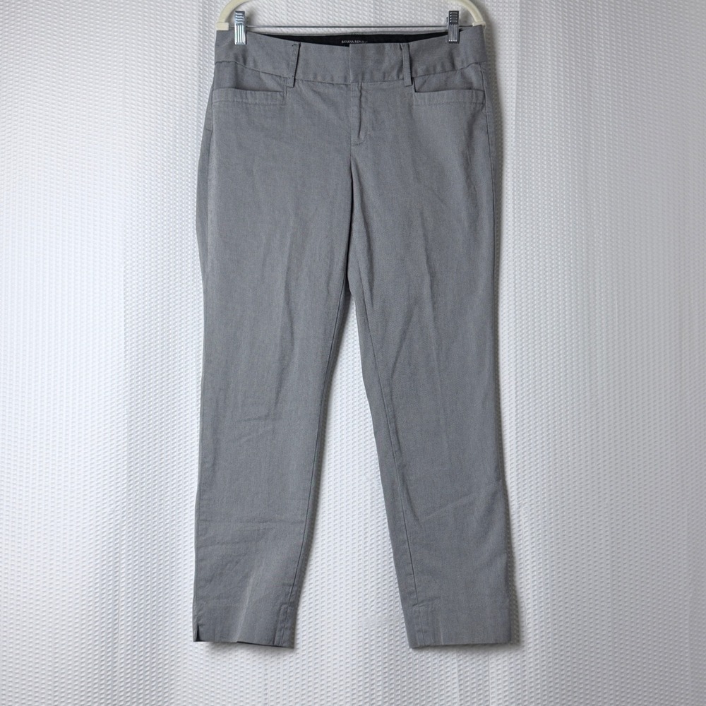 Banana Republic Jackson Fit Trousers Women 8 Gray Ankle Length Stretch Workwear